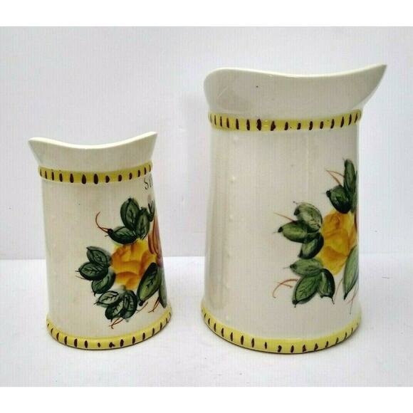 Vtg Hand Painted Pancake Pitcher Set Batter Pitcher & Syrup Pitcher - Picture 6 of 7